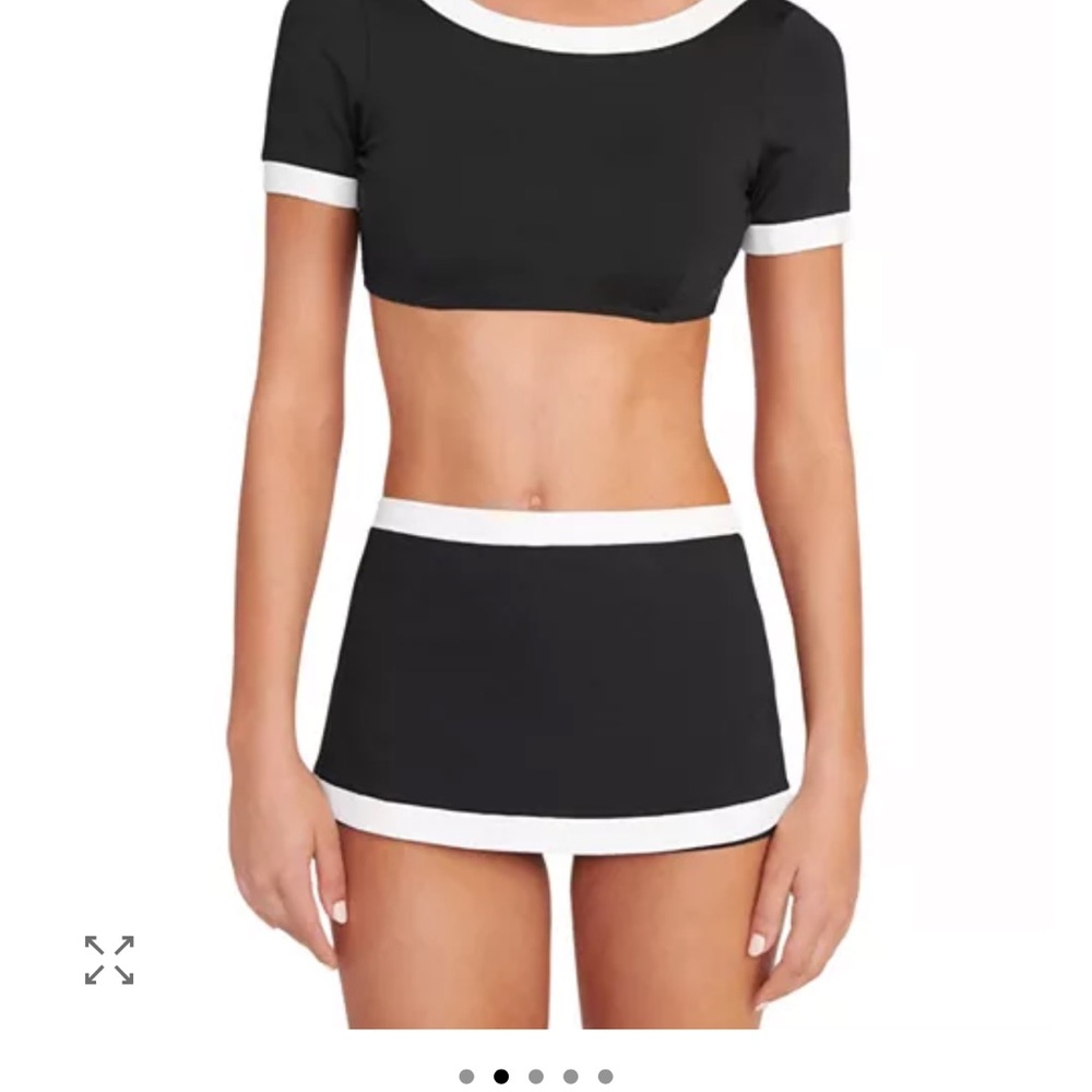 STAUD Black and White Nell Swim Top